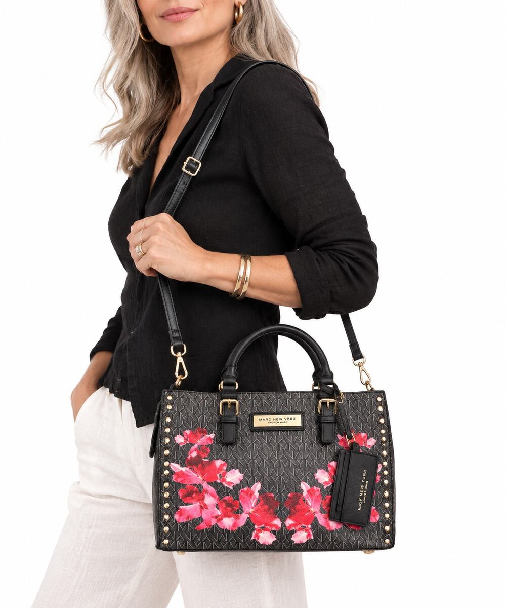 Marc New York Andrew Marc Floral Iris Monogram Satchel Crossbody Bag